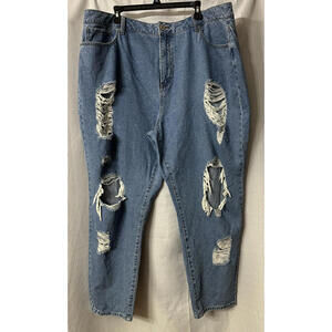 NWT Forever‎ 21 Womens Destroyed Distressed Denim Medium Wash Jeans Plus Size 20
